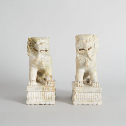 A Pair of Chinese Stone Carved Lion Dogs