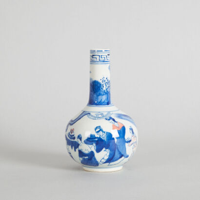 A Chinese Blue and White 'Figural' Bottle Vase (Da Qing Kangxi Nian Zhi Mark)