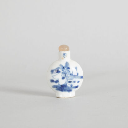 A 19th to Early 20th Century Chinese Blue and White Snuff Bottle