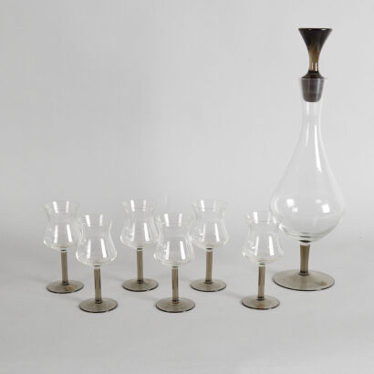 A Vintage Polish Decanter and Glass Set