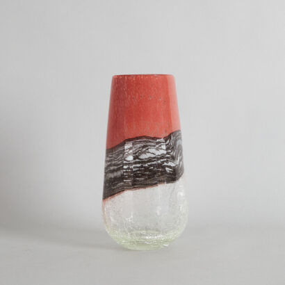 A Handmade Glass Vase with Crackle Base