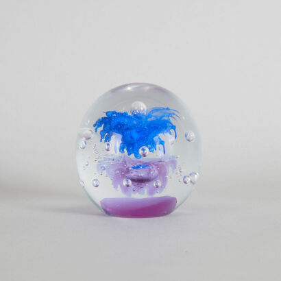 A Blue Flower Art Glass Paperweight