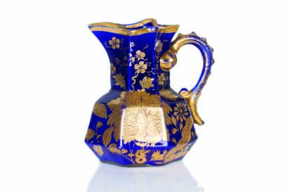 A Large Unmarked Masons Ironstone Cobalt and Gilt Jug C. 1830