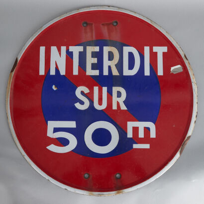 A Vintage French interdit Enamel Sign