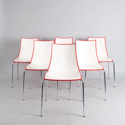 A Set Of Six Scab Zebra bicolor Chairs