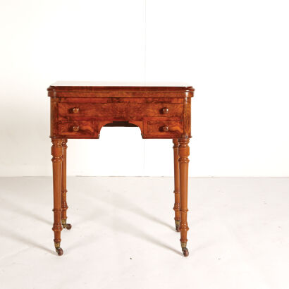 A Burr Walnut Card Table with Turned Legs