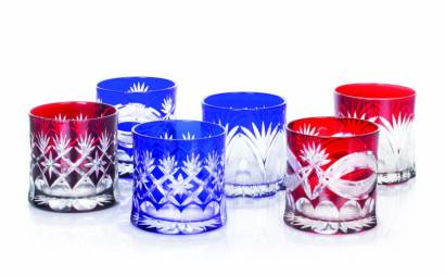 Six 19th Century Bohemian Overlay Glass Tumblers