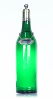 A Victorian Bristol Green Water Decanter with Plated Silver Mounts