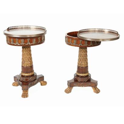 Two Neoclassical Inspired Circular Side Tables