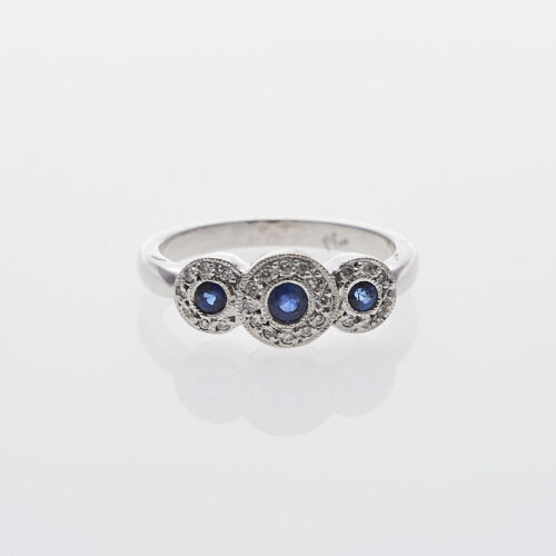18ct Triple Cluster Sapphire and Diamond Ring