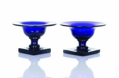 A Pair of Early-19th Century Bristol Blue Open Salts