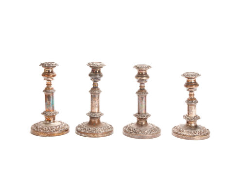 Four Sheffield Plated Candlesticks