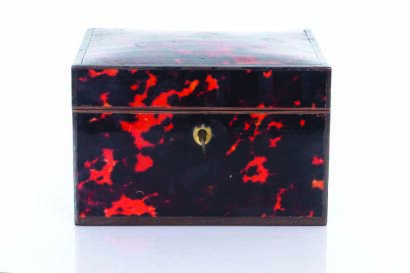 A Late-19th Century Stained Red Tortoiseshell Trinket/Cigar Box