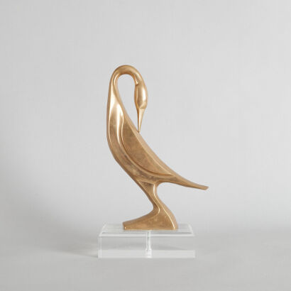 A Brass Modernist Bird Figure on Lucite Base