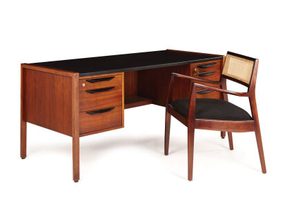 A Jens Risom Executive Desk and Matching Playboy Chair