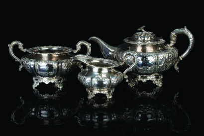 A Good Heavy Irish Sterling Silver Three Piece Tea Service 1837-9