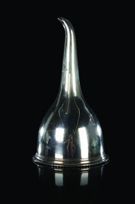 A Georgian Irish Sterling Silver Wine Funnel and Filter Inner