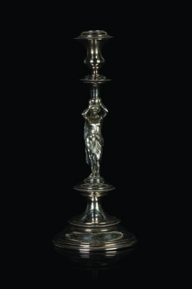 A Decorative Late-19th Century European Silver Candlestick