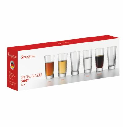 (1) Spiegelau Shot 6 Glass Set (GB), 6 Glasses sold as one lot. RRP $108