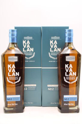 (2) Kavalan Distillery Select No. 2, Single Malt Whisky, Taiwan, 40% ABV