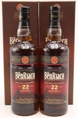 (2) The Benriach Peated Second Edition, 22 year old, Single Malt Scotch Whisky, Scotland, 46% ABV