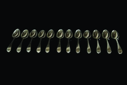 A Fine Set of Twelve Hester Bateman George III Sterling Silver Dessert Spoons