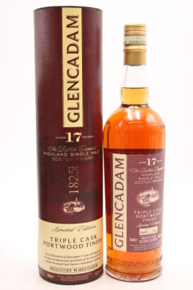 (1) Glencadam 17 Years Old Triple Cask Port Wood Finish Limited Edition Single Malt Scotch Whisky, 46% ABV