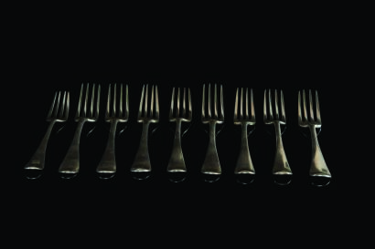 Nine Matching Georgian Sterling Silver Old English Pattern Table Forks