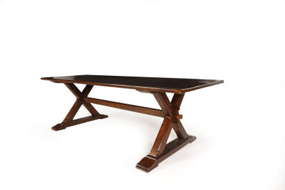 A Cross-Beam Plank Dining Table