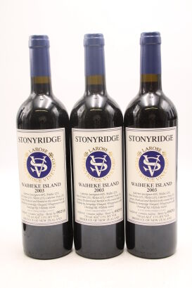 (3) 2003 Stonyridge Vineyard Larose, Waiheke Island