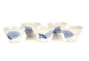 Five Oriental Underglaze Blue and White Porcelain Tea Bowls