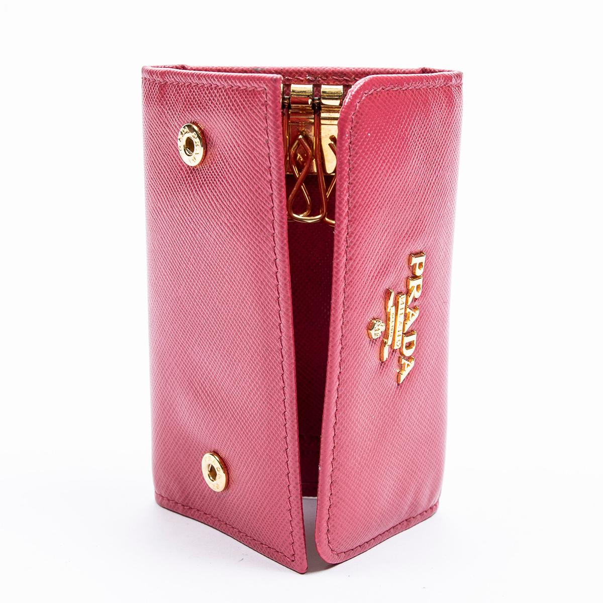 Sold at Auction: Prada - Key Holder Wallet - Pink - Saffiano Leather