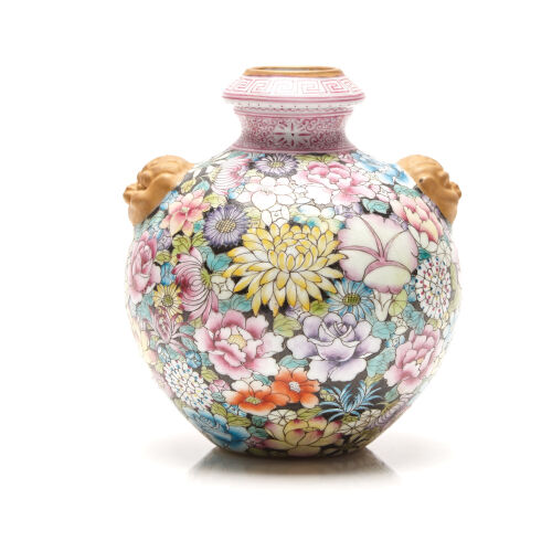 A Famille Rose Vase with Floral Motif