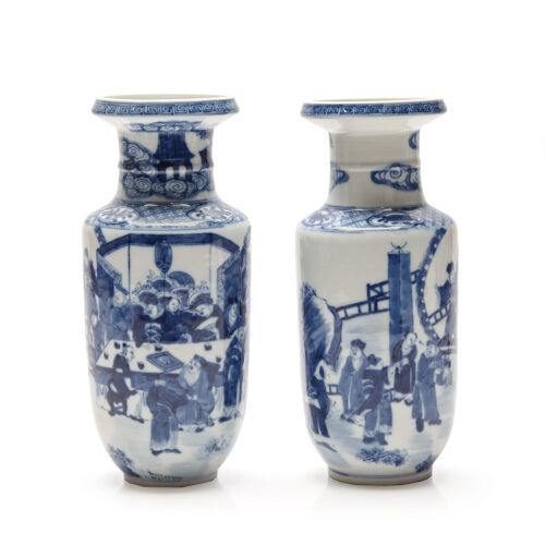 A Pair of Blue and White Porcelain Vases