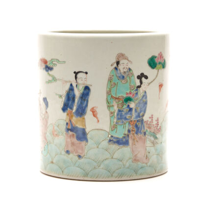 A Chinese Famille Rose Brush pot