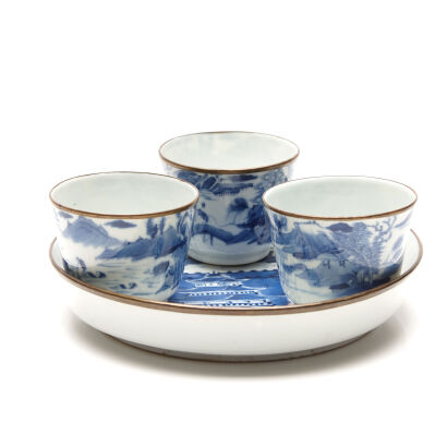 Four Late-19th Century Chinese Blue and White Porcelain Cups