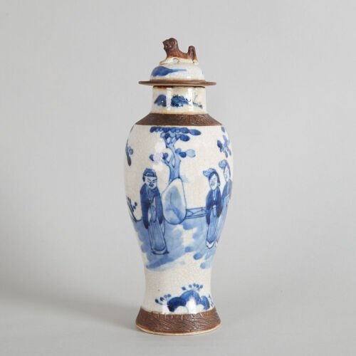 A Chinese Late Qing Dynasty Blue and White 'Figural' Lidded Vase (Chenghua Nian Zhi Mark)
