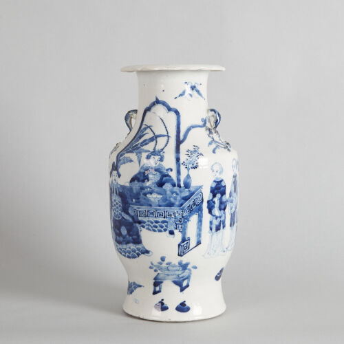 A 19th Century Chinese Blue and White 'Figural' Vase