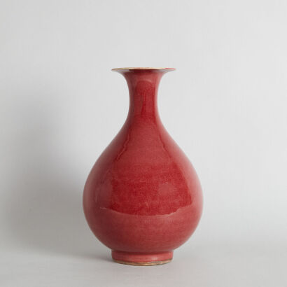 A 19th Century Chinese Red-Glazed Vase (Da Qing Kangxi NIan Zhi Mark)