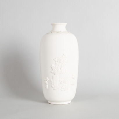 A Chinese Qing Dynasty Relief-Moulded Dehua Vase