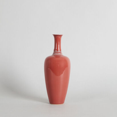 A Chinese Peach Bloom-Glazed Amphora Vase (Da Qing Kangxi Nian Zhi Mark)