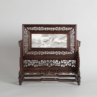 A Chinese Rosewood Carved Table Screen