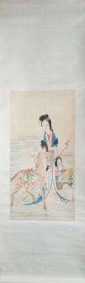 A Chinese Painting of Celebrating Longevity on silk (Jiao Bingzhen Mark)