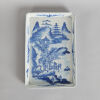 A Chinese Mid-Qing Dynasty Blue and White 'Landscape' Rectangular Saucer