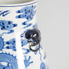 A Chinese Qing Dynasty Blue and White 'Dragon' Vase with two handles and wood stand (Da Qing Guangxu Nian Zhi Mark) - 3
