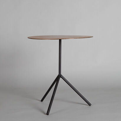 A Wooden Feature Top Side Table with Metal Frame
