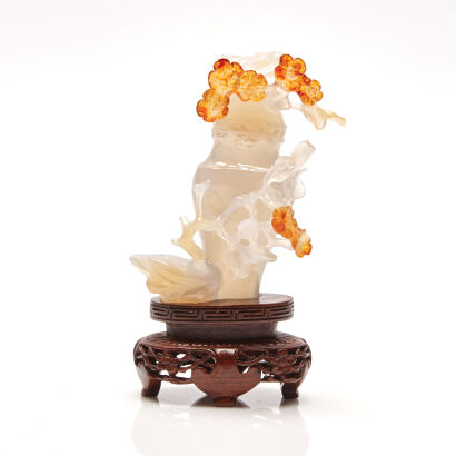 An Agate Carving with its stand