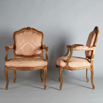 A Pair of Louis XV Style Armchairs