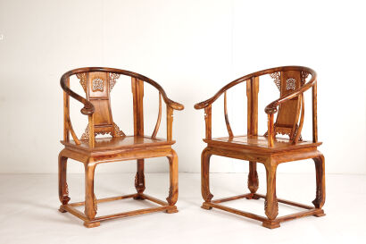 A Pair of HuangHuaLi Wooden Chairs