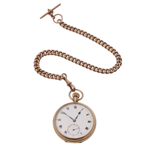 9ct Vertex Pocket Watch with Fob Chain